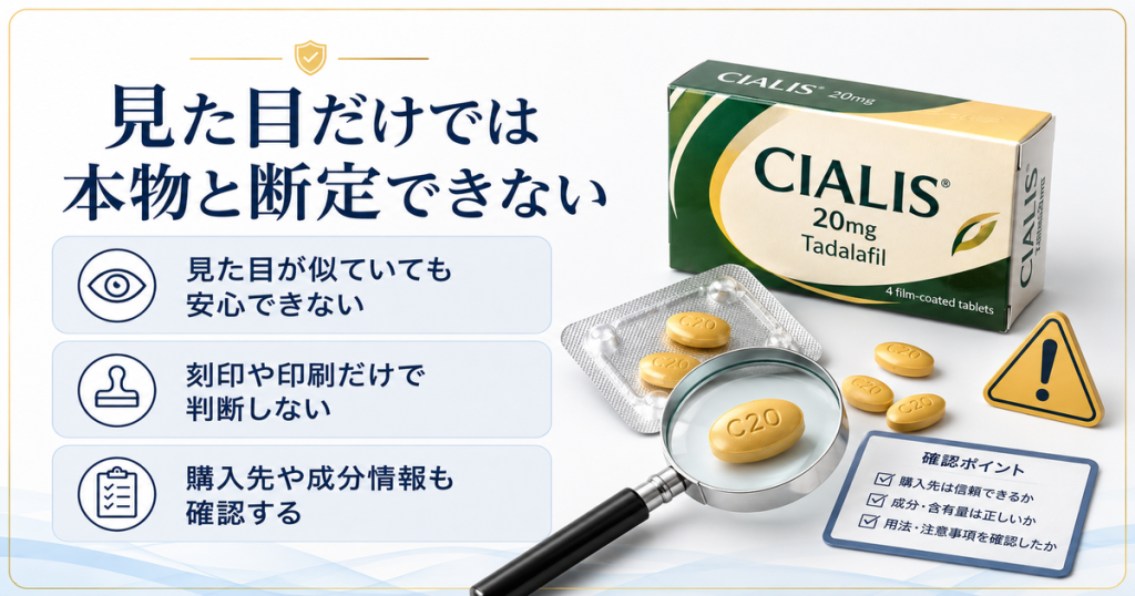 見た目だけでは本物と断定できない